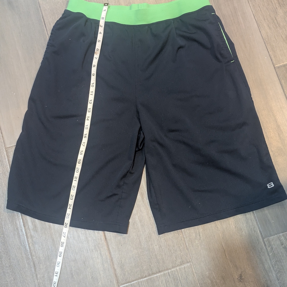 Athletic Black and Green Performance Shorts